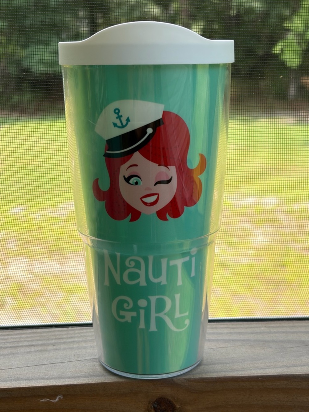 Tervis Tumbler w/Lid 24 oz Nauti Girl “Nautical Girl” Red Haired Girl sailor hat
